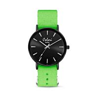 Colori XOXO 5 COL550 Horloge geschenkset met Armband - Nato Band - Ø 36 mm - Groen / Zwart