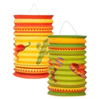 Boland Lampionnen Mexico - 2x stuks - mexicaans thema - fiesta - versiering