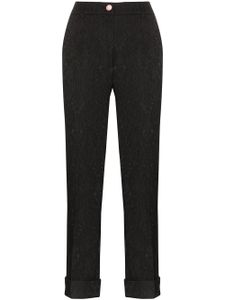 Dolce & Gabbana pantalon crop à fleurs en brocard - Noir