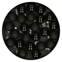 Mini kerstballen - 24x stuks - zwart - glas - 2,5 cm - thumbnail