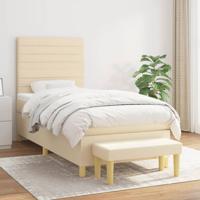 Boxspring met matras stof crèmekleurig 90x200 cm