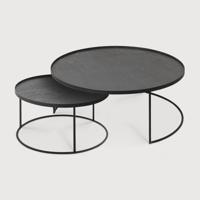 Ethnicraft Ronde Salontafel 'Tray' Gelakt Hout, Set van 2 stuks, Groot/extra groot