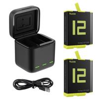 Telesin triple battery charger box met 2 accu's voor GoPro 9/10/11/12
