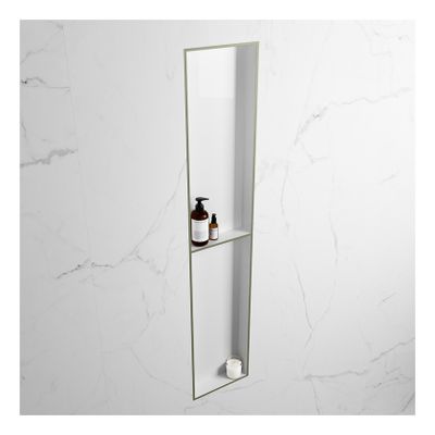 Wandnis Solid Surface Easy | In- en opbouw | 30x90x8 cm | 2 vakken | Army/Talc