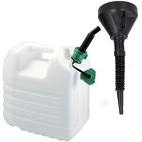 Benzine/olie Jerrycan wit van 20 liter met handige grote trechter