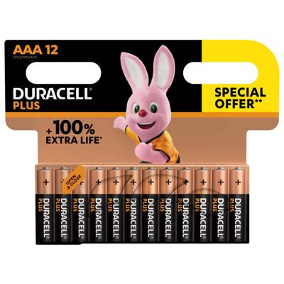 Duracell Alka Plus AAA-batterijen set 12-delig