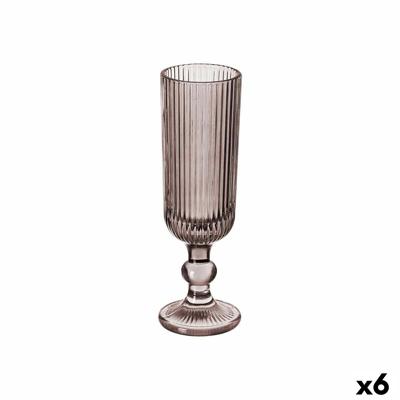 Champagneglas Strepen Grijs Glas 160 ml (6 Stuks)