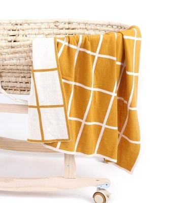 Gebreide Plaid baby deken (geel)