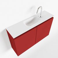 Toiletmeubel Mondiaz Ture | 80 cm | Meubelkleur Fire | Eden wastafel Talc Midden | 1 kraangat Toiletmeubel Mondiaz Ture | 80 cm | Meubelkleur Fire | Eden wastafel Talc Midden | 1 kraangat