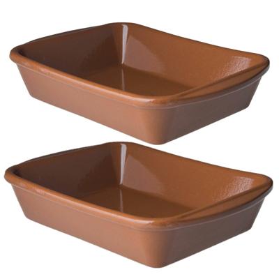 Tapas schaal terracotta - 2x stuks - 18 x 14 x 4,5 cm - 0,5 liter - ovenbestendig - Ovenschalen - Ta