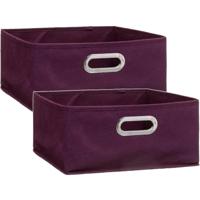 Opbergmand/kastmand - Set van 2x stuks - aubergine - linnen - 14 liter - 31 x 31 x 15 cm - Opbergbox