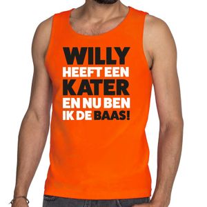 Oranje Koningsdag Willy heeft een kater tanktop heren