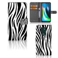 Motorola Moto G9 Play | E7 Plus | Telefoonhoesje | Met pasjeshouder | Zebra