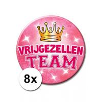 Vrijgezellen team button - 8x - XXL formaat - roze - Dia 10 cm - broche - feest artikelen