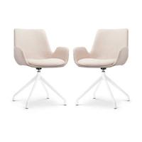 Nolon Nola-Eef Draaibare Eetkamerstoelen Beige - Wit - 2x - thumbnail