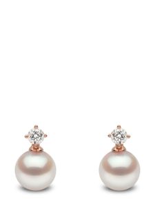 Yoko London boucles d'oreilles en or rose 18ct pavées de perles d'Akoya