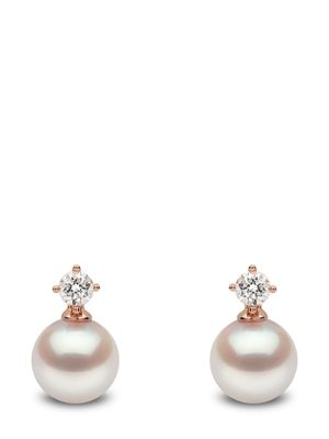 Yoko London boucles d'oreilles en or rose 18ct pavées de perles d'Akoya