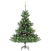 VidaXL Kunstkerstboom Nordmann met LED&apos;s en kerstballen 240 cm groen