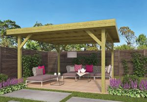 Prieel Modern groot 455x455 cm- Plat dak- GeÃ¯mpregneerd vurenhout- Tuindeco