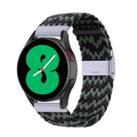 Braided nylon bandje - Groen / zwart - Samsung Galaxy Watch 5 (Pro) - 40mm / 44mm / 45mm