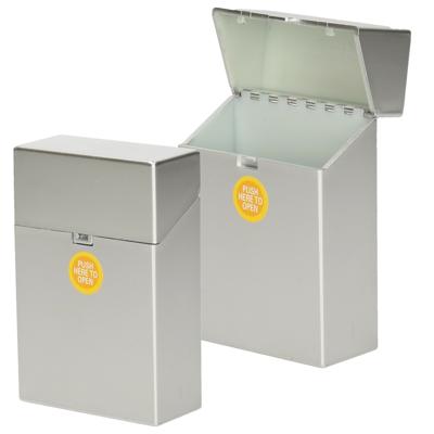 Sigarettendoosje - 2x - zilver - kunststof - 6 x 3 x 9 cm - bewaarbox - sigarettenkoker - peukenbox