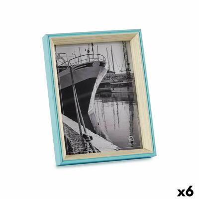 Fotolijsten Kristal Blauw Wit Hout MDF (3 x 22 x 17 cm) (6 Stuks)