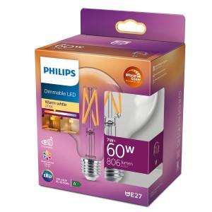 Philips LED Globe G95 E27 5,9-60W filament helder WarmGlow blister - 5103261