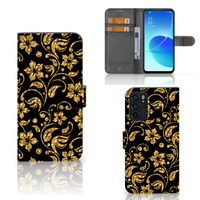 OPPO Reno6 5G Hoesje Gouden Bloemen