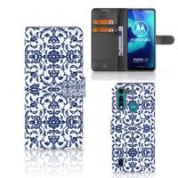 Motorola G8 Power Lite Hoesje Flower Blue Motorola G8 Power Lite Hoesje Flower Blue