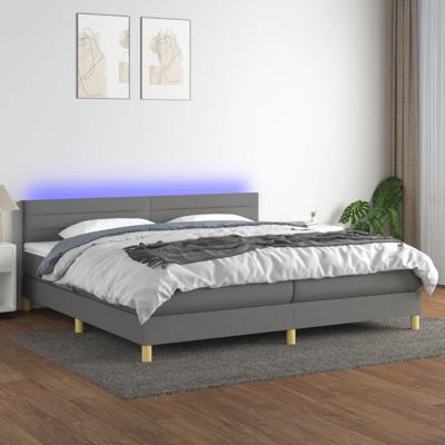 Boxspring met matras en LED stof donkergrijs 200x200 cm