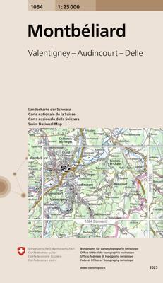 Wandelkaart - Topografische kaart 1064 Montbéliard | Swisstopo