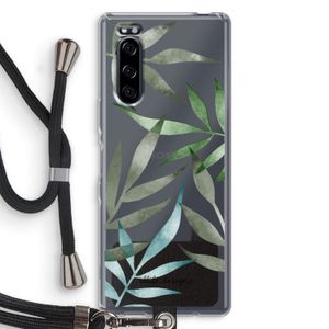 Tropical watercolor leaves: Sony Xperia 5 Transparant Hoesje met koord