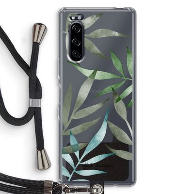 Tropical watercolor leaves: Sony Xperia 5 Transparant Hoesje met koord