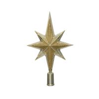 Kerstboom piek - ster vorm - champagne - kunststof - 25,5 cm - kerstpiek