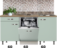 Rechte keuken 180cm met inbouw vaatwasser en kookplaat RAI-432