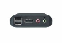 ATEN 2-poorts USB DisplayPort-kabel KVM-switch met externe poortselectieschakelaar - thumbnail