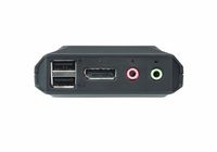 Aten 2-poorts USB DisplayPort-kabel KVM-switch met externe poortselectieschakelaar - thumbnail