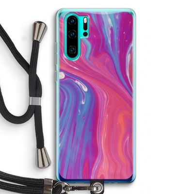 Paarse stroom: Huawei P30 Pro Transparant Hoesje met koord