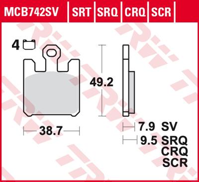 TRW Remblokken, en remschoenen voor de moto, MCB742SRT Sinter road track