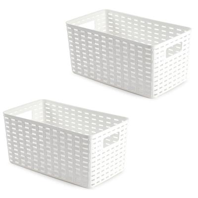 Opbergmand - 3x - Kastmand - rotan kunststof - wit - 5 Liter - 15 x 28 x 13 cm
