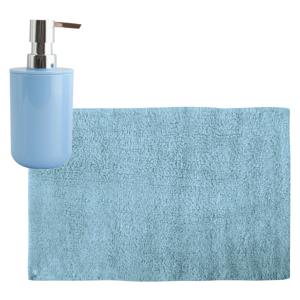 MSV badkamer droogloop mat/tapijt - 40 x 60 cm - met zelfde kleur zeeppompje - lichtblauw