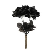 Halloween accessoires bloemen boeket - zwarte rozen - 35 cm