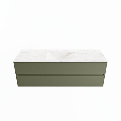 MONDIAZ VICA-DLUX 150cm badmeubel onderkast Army 2 lades. Inbouw wastafel CLOUD midden 1 kraangat, kleur Ostra.