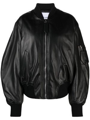 The Attico veste bomber en cuir - Noir