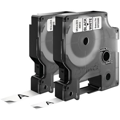 DYMO 40913, 45013 Labeltape Set van 2 stuks Tapekleur: Wit Tekstkleur: Zwart 9 mm, 12 mm 7 m DYMO 40913, 45013 Labeltape Set van 2 stuks Tapekleur: Wit Tekstkleur: Zwart 9 mm, 12 mm 7 m