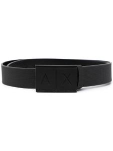 Armani Exchange ceinture en cuir à plaque logo - Noir