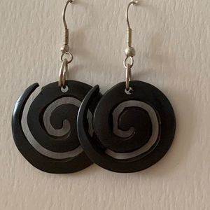 Oorhangers van Yakbeen Spiraal Zwart (Ø 2,6 cm)