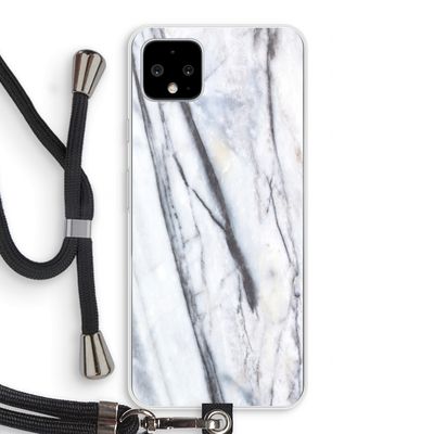 Gestreepte marmer: Pixel 4 XL Transparant Hoesje met koord