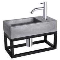 Differnz Ravo fonteinset beton donkergrijs - kraan gebogen - met handdoekrek - 38.5 x 18.5 x 9 cm - rood koper