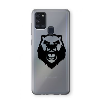 Angry Bear (black): Samsung Galaxy A21s Transparant Hoesje